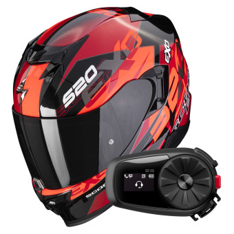 Full Face Scorpion Exo 520 Evo Air Cover Metal Black Red + Kit Bluetooth 5S