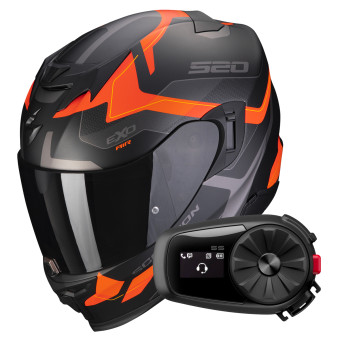Full Face Scorpion Exo 520 Evo Air Elan Matt Black Orange + Kit Bluetooth 5S