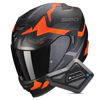 Full Face Scorpion Exo 520 Evo Air Elan Matt Black Orange + Kit Bluetooth BT Mini