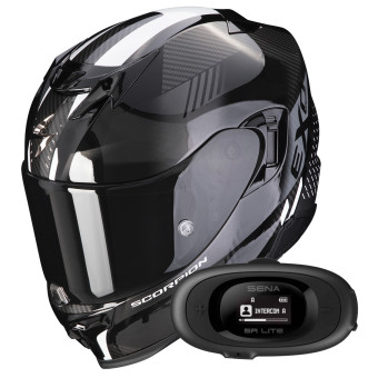Full Face Scorpion Exo 520 Evo Air Laten Black White + Kit bluetooth 5R Lite