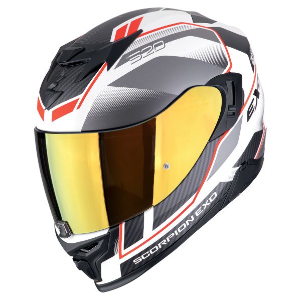 Scorpion Exo 520 Evo Air Lena Matt White Silver Red + Kit Bluetooth Lokui K30