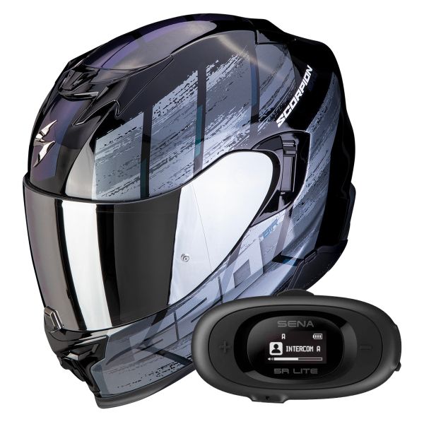 Full Face Scorpion Exo 520 Evo Air Maha Black Chameleon + Kit bluetooth 5R Lite