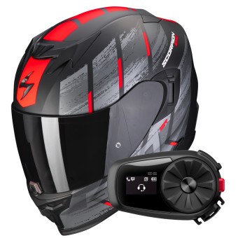 Full Face Scorpion Exo 520 Evo Air Maha Matt Black Red + Kit Bluetooth 5S