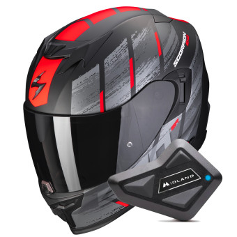Full Face Scorpion Exo 520 Evo Air Maha Matt Black Red + Kit Bluetooth BT Mini