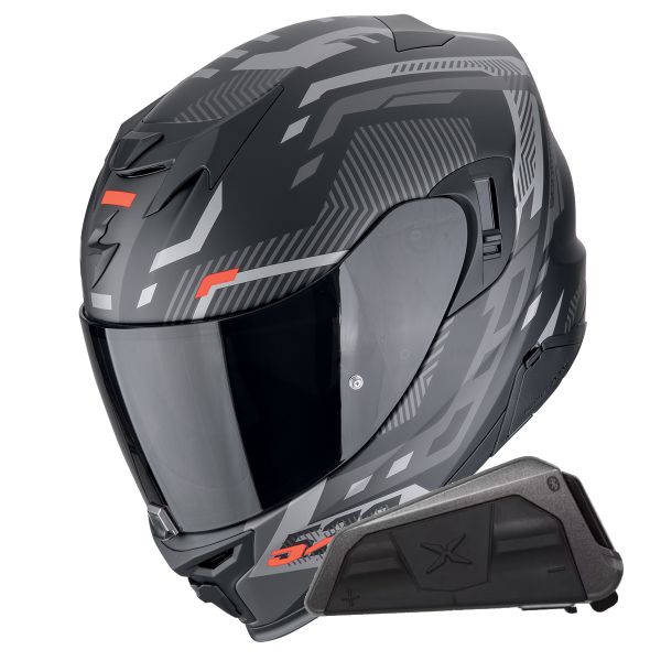 Full Face Scorpion Exo 520 Evo Air Ranka Matt Black Red + Kit bluetooth Exo-Com Link-1