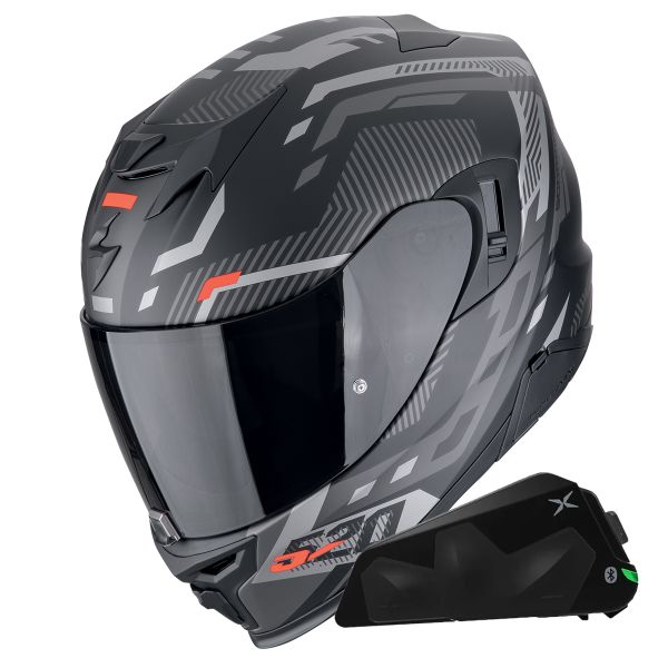 Full Face Scorpion Exo 520 Evo Air Ranka Matt Black Red + Kit bluetooth Exo-Com Link-1C