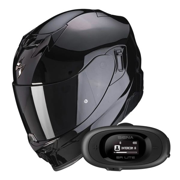 Full Face Scorpion Exo 520 Evo Air Solid Black + Kit bluetooth 5R Lite