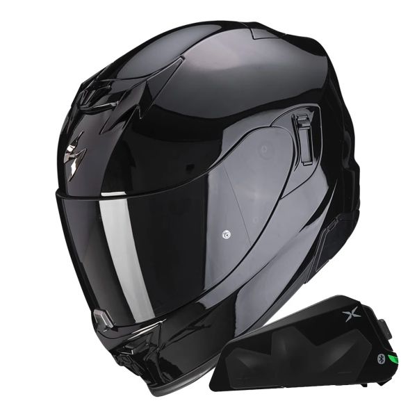 Full Face Scorpion Exo 520 Evo Air Solid Black + Kit bluetooth Exo-Com Link-1C
