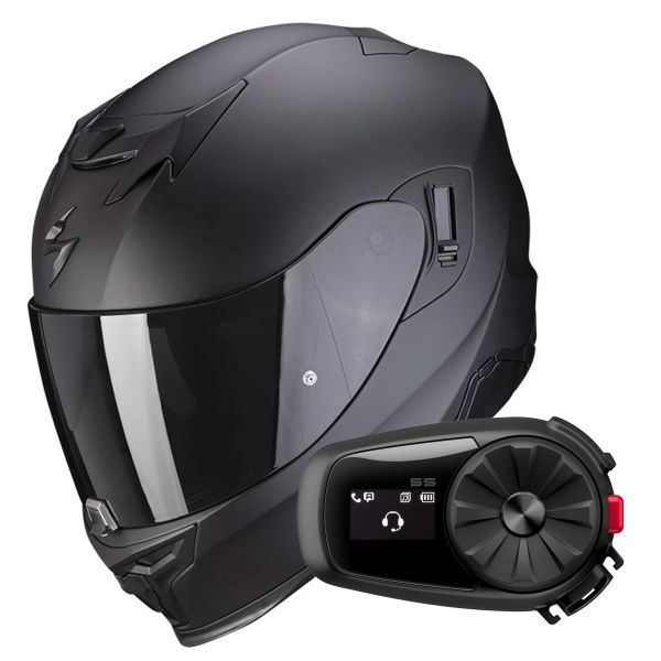 Full Face Scorpion Exo 520 Evo Air Solid Matt Black + Kit Bluetooth 5S