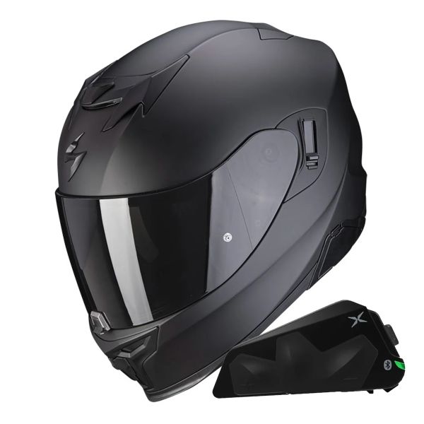 Full Face Scorpion Exo 520 Evo Air Solid Matt Black + Kit bluetooth Exo-Com Link-1C