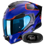 Casque Full Face Scorpion Exo 530 Air Clip Blue Black Red + Kit bluetooth 5R Lite