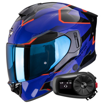 Casque Full Face Scorpion Exo 530 Air Clip Blue Black Red + Kit Bluetooth 5S Solo Casque Full Face Scorpion Exo 530 Air Clip Blue Black Red + Kit Bluetooth 5S Solo