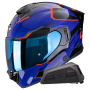 Casque Full Face Scorpion Exo 530 Air Clip Blue Black Red + Kit bluetooth Exo-Com Link-1
