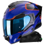 Casque Full Face Scorpion Exo 530 Air Clip Blue Black Red + Kit bluetooth Exo-Com Link-1C