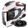 Casque Full Face Scorpion Exo 530 Air Clip Matt White Black Red + Kit bluetooth 5R Lite