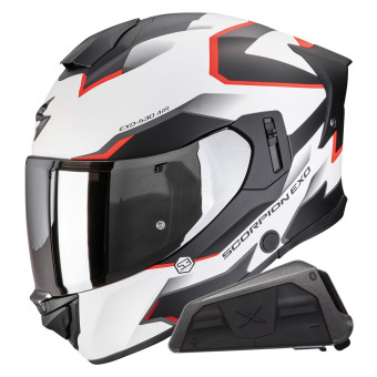 Casque Full Face Scorpion Exo 530 Air Clip Matt White Black Red + Kit bluetooth Exo-Com Link-1 Casque Full Face Scorpion Exo 530 Air Clip Matt White Black Red + Kit bluetooth Exo-Com Link-1