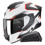 Casque Full Face Scorpion Exo 530 Air Clip Matt White Black Red + Kit bluetooth Exo-Com Link-1