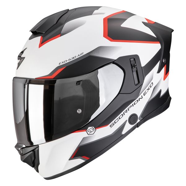 Full Face Scorpion Exo 530 Air Clip Matt White Black Red Full Face Scorpion Exo 530 Air Clip Matt White Black Red