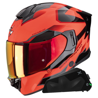 Casque Full Face Scorpion Exo 530 Air Clip Red Black + Kit bluetooth Exo-Com Link-1C Casque Full Face Scorpion Exo 530 Air Clip Red Black + Kit bluetooth Exo-Com Link-1C