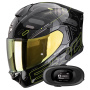 Casque Full Face Scorpion Exo 530 Air Fond Black Neon Yellow + Kit bluetooth 5R Lite