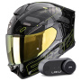 Casque Full Face Scorpion Exo 530 Air Fond Black Neon Yellow + Kit Bluetooth Lokui K30