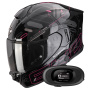 Casque Full Face Scorpion Exo 530 Air Fond Black Pink + Kit bluetooth 5R Lite