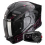 Casque Full Face Scorpion Exo 530 Air Fond Black Pink + Kit Bluetooth 5S Solo