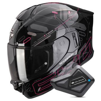 Casque Full Face Scorpion Exo 530 Air Fond Black Pink + Kit Bluetooth BT Mini Casque Full Face Scorpion Exo 530 Air Fond Black Pink + Kit Bluetooth BT Mini