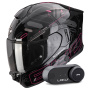 Casque Full Face Scorpion Exo 530 Air Fond Black Pink + Kit Bluetooth Lokui K30