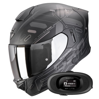 Full Face Scorpion Exo 530 Air Fond Matt Black Silver + Kit bluetooth 5R Lite