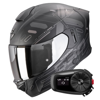 Casque Full Face Scorpion Exo 530 Air Fond Matt Black Silver + Kit Bluetooth 5S Solo Casque Full Face Scorpion Exo 530 Air Fond Matt Black Silver + Kit Bluetooth 5S Solo