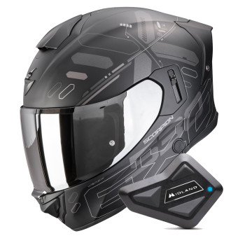 Casque Full Face Scorpion Exo 530 Air Fond Matt Black Silver + Kit Bluetooth BT Mini Casque Full Face Scorpion Exo 530 Air Fond Matt Black Silver + Kit Bluetooth BT Mini