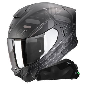 Full Face Scorpion Exo 530 Air Fond Matt Black Silver + Kit bluetooth Exo-Com Link-1C