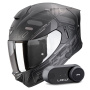 Casque Full Face Scorpion Exo 530 Air Fond Matt Black Silver + Kit Bluetooth Lokui K30