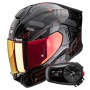 Casque Full Face Scorpion Exo 530 Air Fond Metal Black Red + Kit Bluetooth 5S Solo