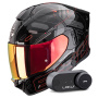 Casque Full Face Scorpion Exo 530 Air Fond Metal Black Red + Kit Bluetooth Lokui K30
