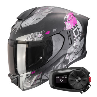 Casque Full Face Scorpion Exo 530 Air Hadji Matt Black Pink + Kit Bluetooth 5S Solo Casque Full Face Scorpion Exo 530 Air Hadji Matt Black Pink + Kit Bluetooth 5S Solo