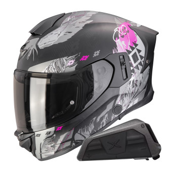 Casque Full Face Scorpion Exo 530 Air Hadji Matt Black Pink + Kit bluetooth Exo-Com Link-1 Casque Full Face Scorpion Exo 530 Air Hadji Matt Black Pink + Kit bluetooth Exo-Com Link-1