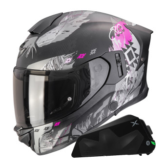 Full Face Scorpion Exo 530 Air Hadji Matt Black Pink + Kit bluetooth Exo-Com Link-1C