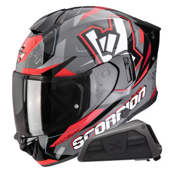 Casque Full Face Scorpion Exo 530 Air Rok Grey Black Red + Kit bluetooth Exo-Com Link-1 Casque Full Face Scorpion Exo 530 Air Rok Grey Black Red + Kit bluetooth Exo-Com Link-1