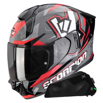Casque Full Face Scorpion Exo 530 Air Rok Grey Black Red + Kit bluetooth Exo-Com Link-1C Casque Full Face Scorpion Exo 530 Air Rok Grey Black Red + Kit bluetooth Exo-Com Link-1C