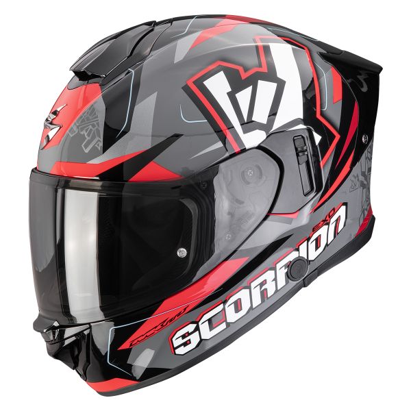 Full Face Scorpion Exo 530 Air Rok Grey Black Red Full Face Scorpion Exo 530 Air Rok Grey Black Red