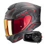 Casque Full Face Scorpion Exo 530 Air Slope Matt Black Red + Kit Bluetooth 5S Solo