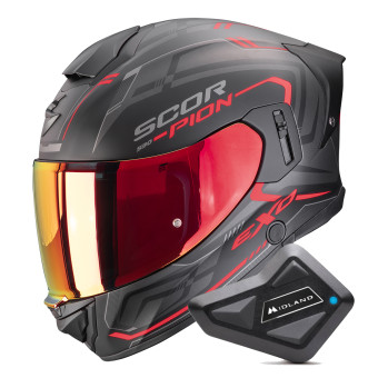 Casque Full Face Scorpion Exo 530 Air Slope Matt Black Red + Kit Bluetooth BT Mini Casque Full Face Scorpion Exo 530 Air Slope Matt Black Red + Kit Bluetooth BT Mini
