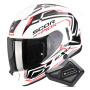 Casque Full Face Scorpion Exo 530 Air Slope White Black Red + Kit Bluetooth BT Mini