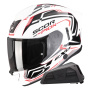 Casque Full Face Scorpion Exo 530 Air Slope White Black Red + Kit bluetooth Exo-Com Link-1