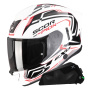 Casque Full Face Scorpion Exo 530 Air Slope White Black Red + Kit bluetooth Exo-Com Link-1C