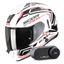 Casque Full Face Scorpion Exo 530 Air Slope White Black Red + Kit Bluetooth Lokui K30