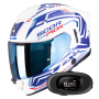 Casque Full Face Scorpion Exo 530 Air Slope White Blue Red + Kit bluetooth 5R Lite