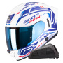 Casque Full Face Scorpion Exo 530 Air Slope White Blue Red + Kit bluetooth Exo-Com Link-1